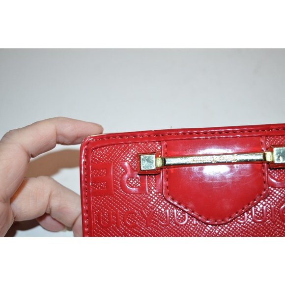 Juicy Couture Red Leather Credit Card ID Cash coins Case Wallet w/ keychain - Picture 3 of 6
